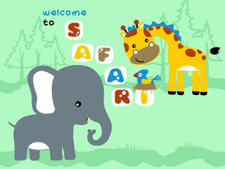 vector cartoon of nice safari animals