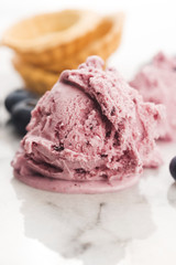 Fruit ice cream with blueberries