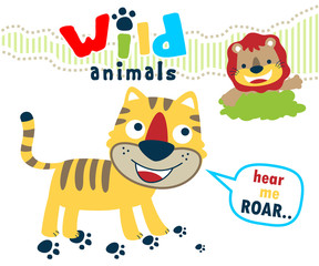 Vector illustration of  funny wild animals cartoon