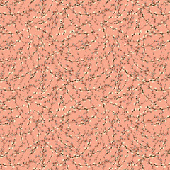 beautiful peach colored Willow Branches repeating pattern for textile, fabric and cheerful surface designs. pattern swatch available at Ai.file
