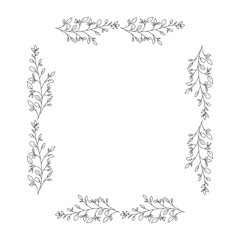 leafs square frame decorative vector illustration design