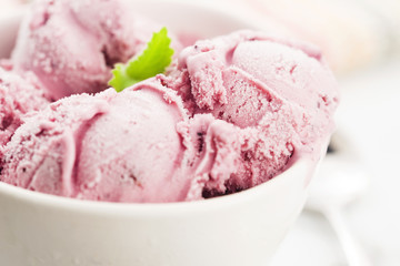 Fruit ice cream with blueberries