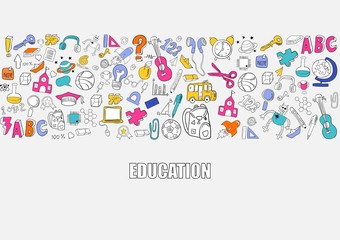 Education Objects background, drawing by hand vector