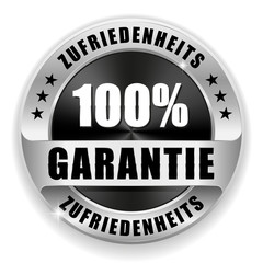 100% Zufriedenheits-Garantie Siegel in silber