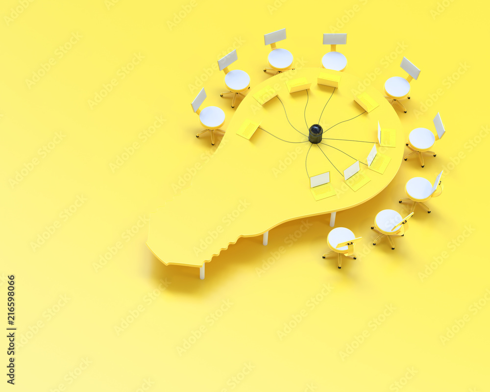 Poster idea concept, work desk table bulb shape