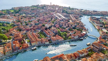 Fotobehang Luchtfoto Aerial view of Murano island in Venetian lagoon sea from above, Italy  