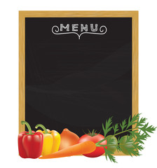 Blackboard menu with vegetables, vector