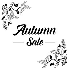 Text Autumn in calligraphic hand drawn style with flower vector illustration