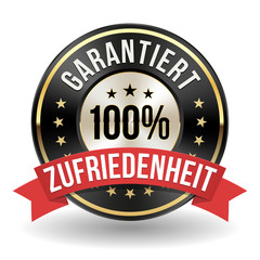 Garantiert 100% Zufriedenheit Siegel in gold/schwarz