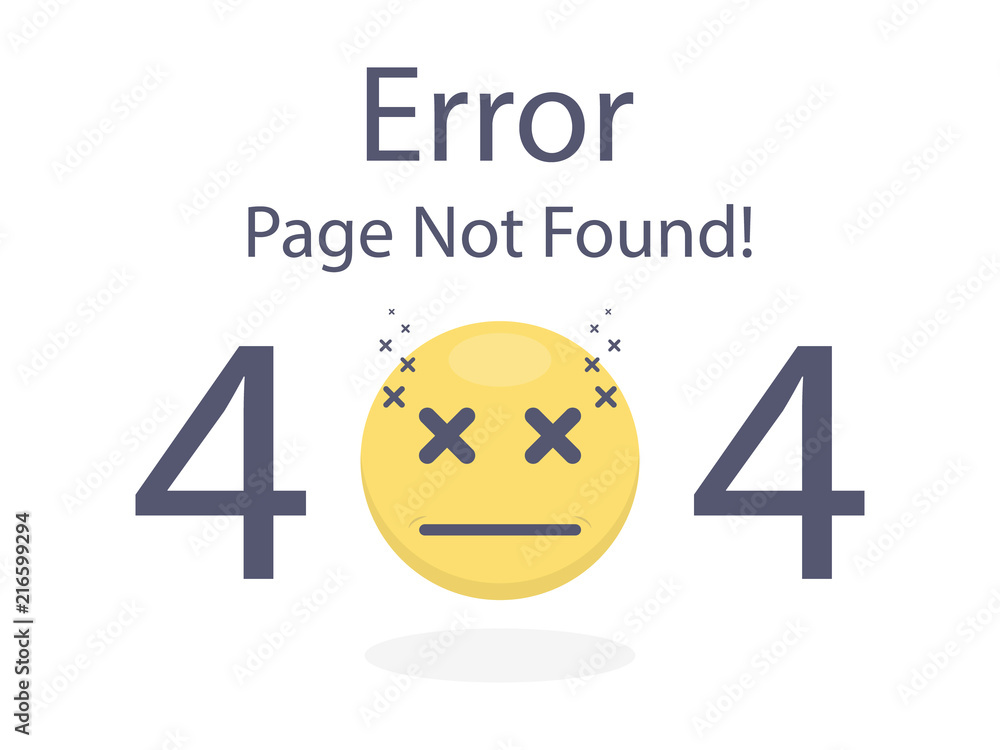Fototapete 404 error page not found dead emoji isolated in white background vector