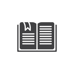 Book with bookmark vector icon. filled flat sign for mobile concept and web design. simple solid icon. Symbol, logo illustration. Pixel perfect vector graphics