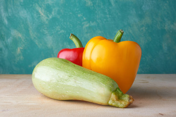 vegetables bell pepper fresh natural product with no preservatives on a white background, zucchini