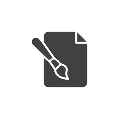 File with brush vector icon. filled flat sign for mobile concept and web design. Painting simple solid icon. Symbol, logo illustration. Pixel perfect vector graphics