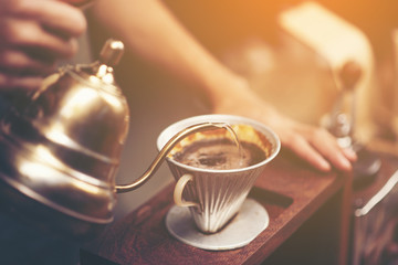 Drip brewing, filtered coffee, or pour-over is a method which involves pouring water over roasted,...
