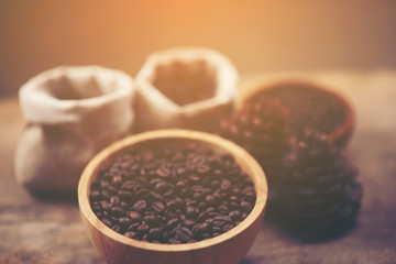 coffee bean for drip coffee process, vintage filter image