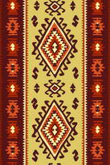 Oriental mosaic rug with traditional folk geometric ornamen. Seamless pattern