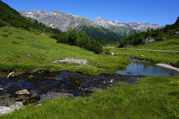 Fototapeta na wymiar Lechquellengebirge, Spullerbach, Oesterreich, Vorarlberg,