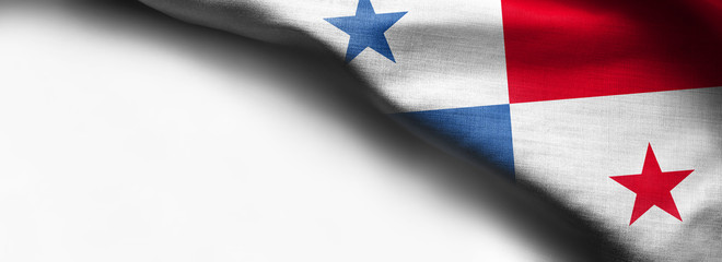 Fabric texture flag of Panama on white background