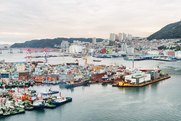 Fototapeta na wymiar Amazing view of the Port of Busan in South Korea