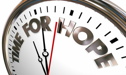 Fototapeta na wymiar Time for Hope Faith Belief Words Clock 3d Illustration