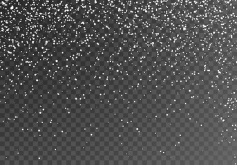 Realistic falling snowflakes. Snowfall pattern. Vector illustration Isolated on transparent background
