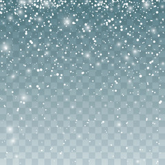Snowfall pattern. Falling snowflakes. Vector illustration Isolated on transparent background