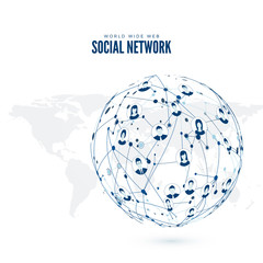 Social Network. World Wide Web. Vector illustration on Earth map
