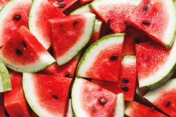 Watermelon slice top view close up Summer background