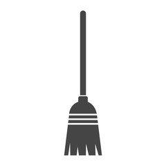 Bristle broom with stick icon