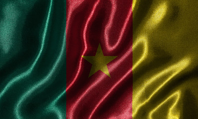 Wallpaper by Cameroon flag and waving flag by fabric.