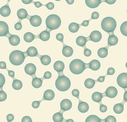 stylized molecules field seamless pattern in ivory and blue