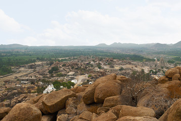 Arieal view of Hampi from the east side of Matanga Hill top, Hampi, Karnataka. Sacred Center....