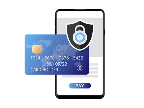 Pay bills tax online receipt Credit Card  via Mobile Illustration Vector