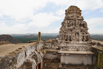 Virabhadra temple, Matanga Hill, Hampi, Karnataka. Sacred Center. View from the west.