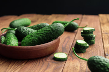 Cucumber on wooden background