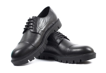 Black men's shoes on white background