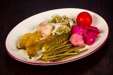 Pickled vegetables in the bowl