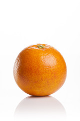 fresh orange close up isolated white.
