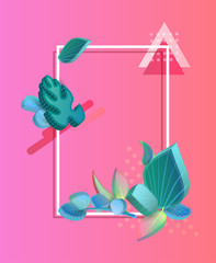 Pink spectrum background with beautiful 3d leaves.