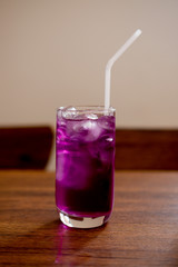 Butterfly pea flower blue iced tea