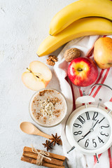 Apple and banana oatmeal smoothie raw helthy breakfast