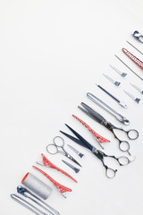 Set of professional hairdresser tools isolated on white background
