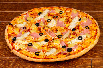 Pizza with ham and cheese