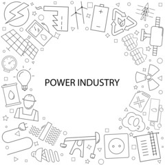Vector Power industry pattern. Power industry background with world	