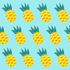 Seamless pattern. Nice yellow pineapples. Vector illustration.