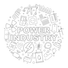 Vector Power industry pattern. Power industry background with world	