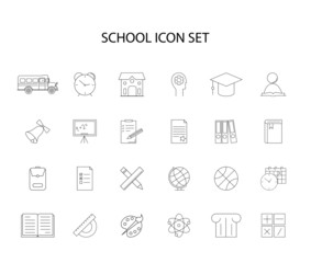 Line icons set. School pack. Vector illustration	