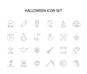 Line icons set. Halloween pack. Vector illustration	