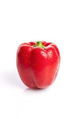 bell pepper on the wood table, grey background.