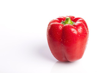 bell pepper on the wood table, grey background.